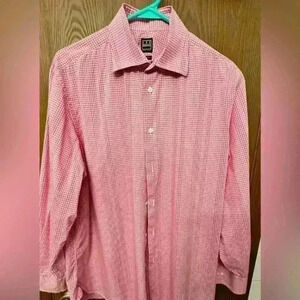 Ike Behar New York - red gingham/plaid shirt - 16 1/2, 32/33 arms